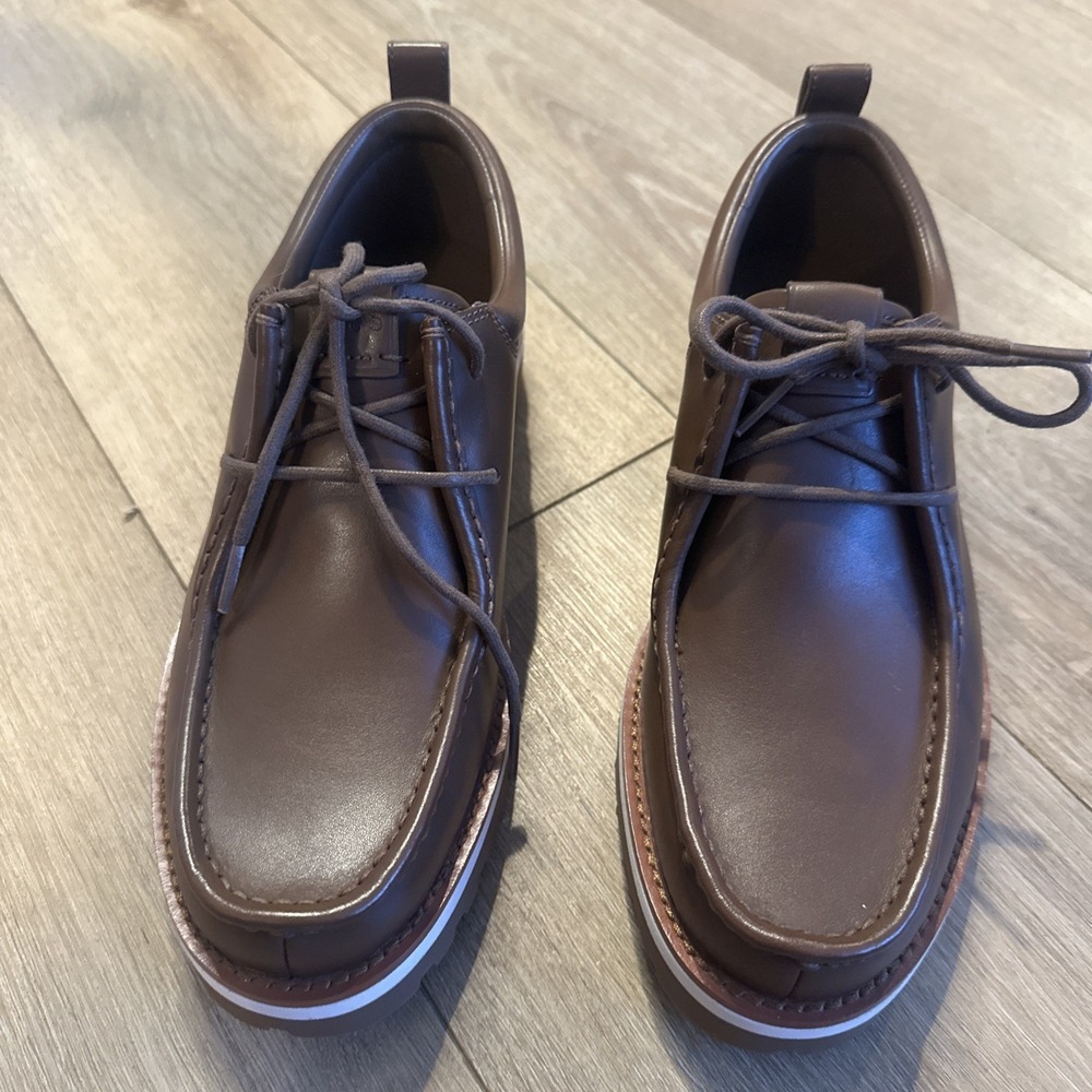 Coach Men's Banks Leather Boots Size 8D Dark Saddle Brown Derby New (No Box) - Picture 2 of 8